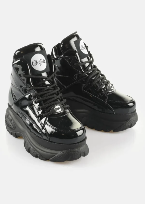 Buffalo London 1340-14 2.0 Patent Vegan Platform Sneakers in Black