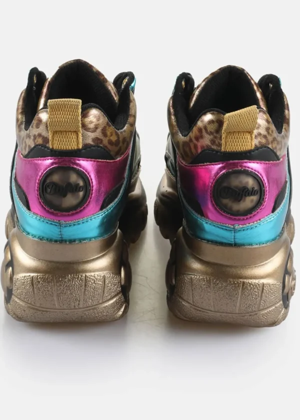 Buffalo London 1339-14 Rev Vegan Platform Sneakers in Pink Aqua Orange Leo