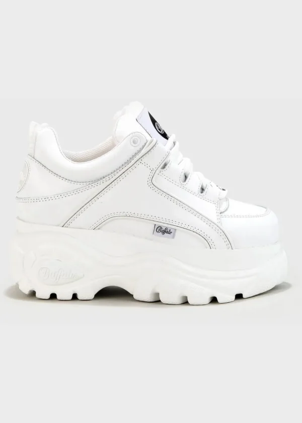 Buffalo London Classic Low Leather Platform Sneakers in White