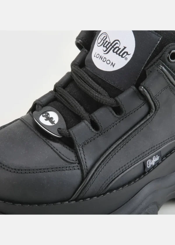 Buffalo London Classic Low Leather Platform Sneakers Black