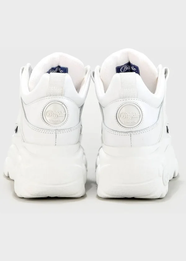 Buffalo London Classic Low Leather Platform Sneakers in White