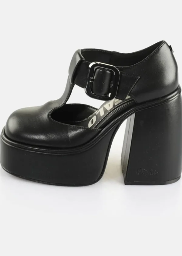 Buffalo London Heart Jane Platform Pumps Black