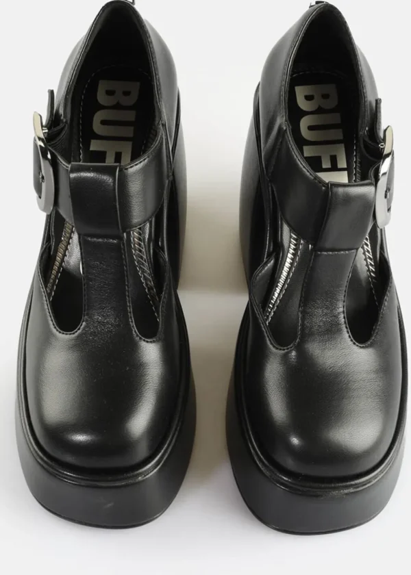 Buffalo London Heart Jane Platform Pumps Black