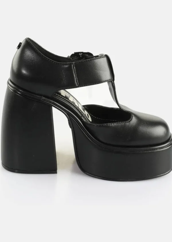 Buffalo London Heart Jane Platform Pumps Black