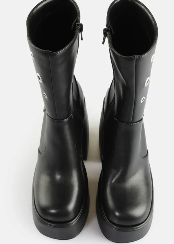 Buffalo London Heart Riv Platform Boots Black