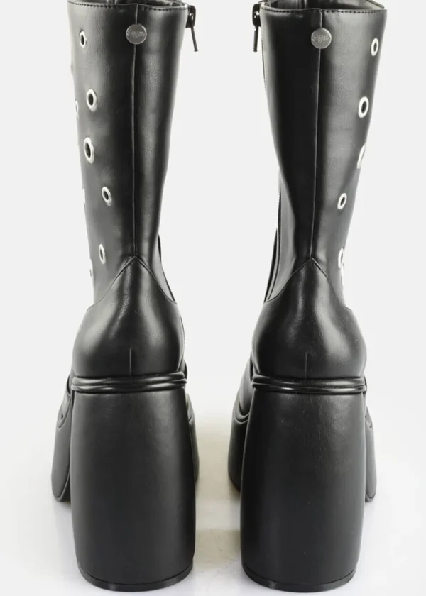 Buffalo London Heart Riv Platform Boots Black
