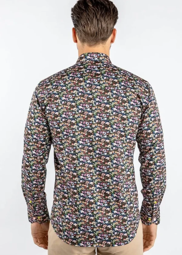 Claudio Lugli Heren Full On Floral Shirt Black