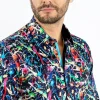 Claudio Lugli Heren Splash Shirt Navy