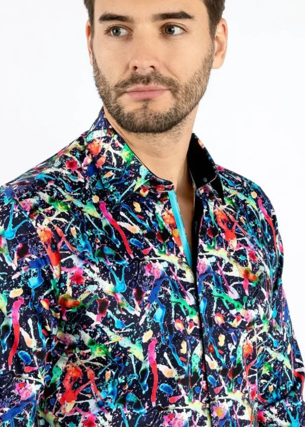 Claudio Lugli Heren Splash Shirt Navy