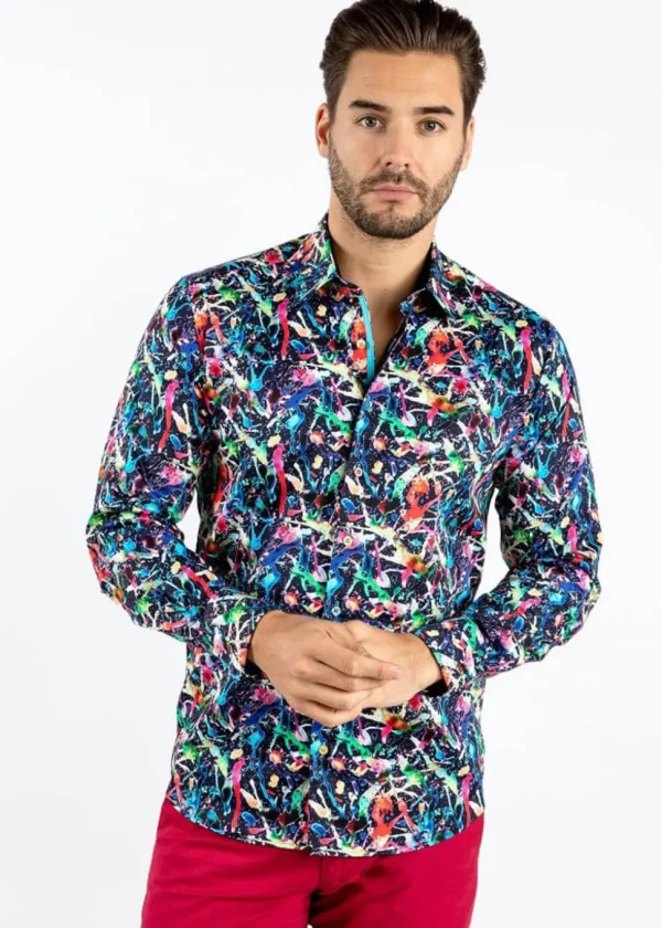 Claudio Lugli Heren Splash Shirt Navy