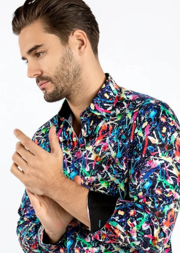 Claudio Lugli Heren Splash Shirt Navy