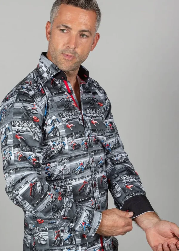 Claudio Lugli Heren Vintage Speedway Shirt Black