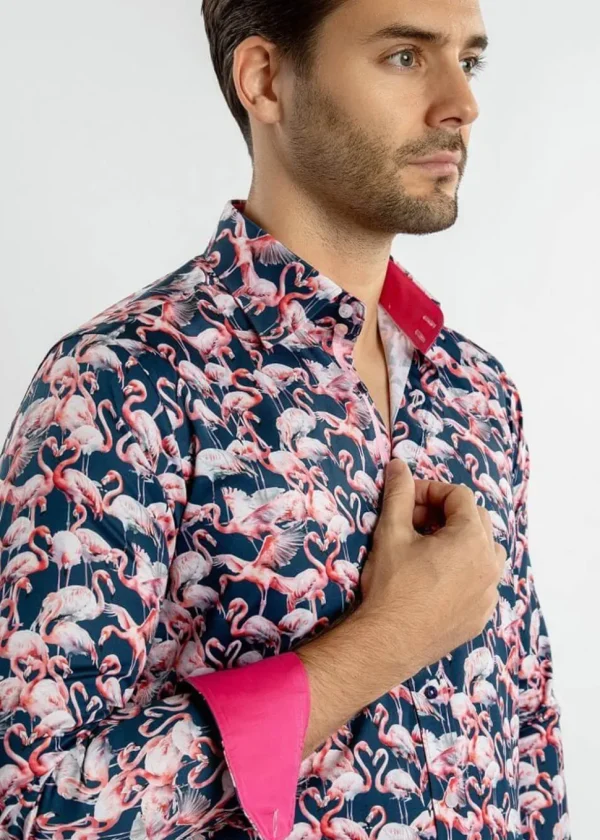 Claudio Lugli Mens Flamingo's Shirt Navy