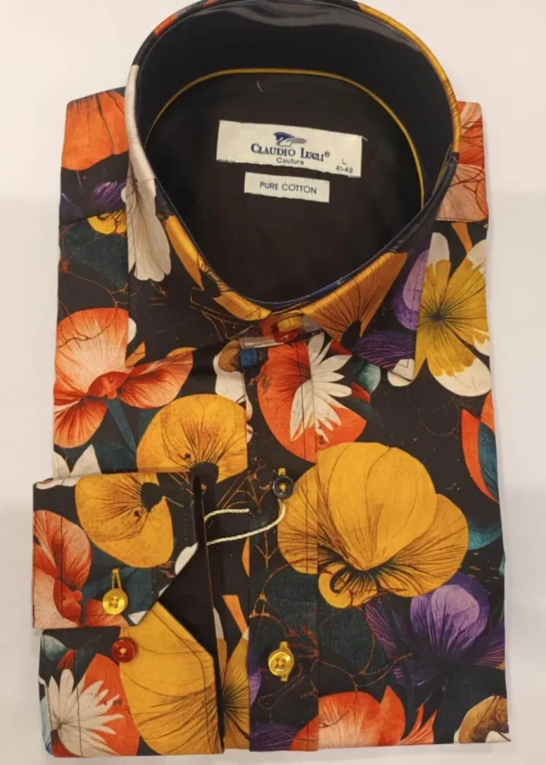 Claudio Lugli Mens Floral Oasis Shirt Black