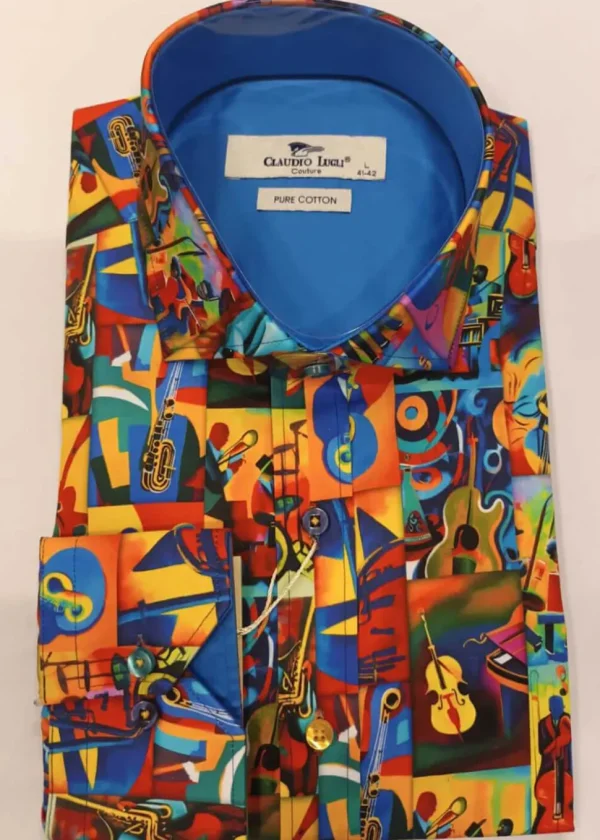 Claudio Lugli Mens Musical Shirt Orange