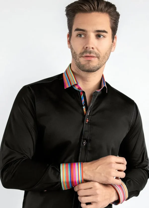 Claudio Lugli Mens Rainbow Touch Shirt Black