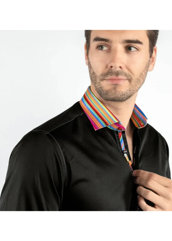 Claudio Lugli Mens Rainbow Touch Shirt Black