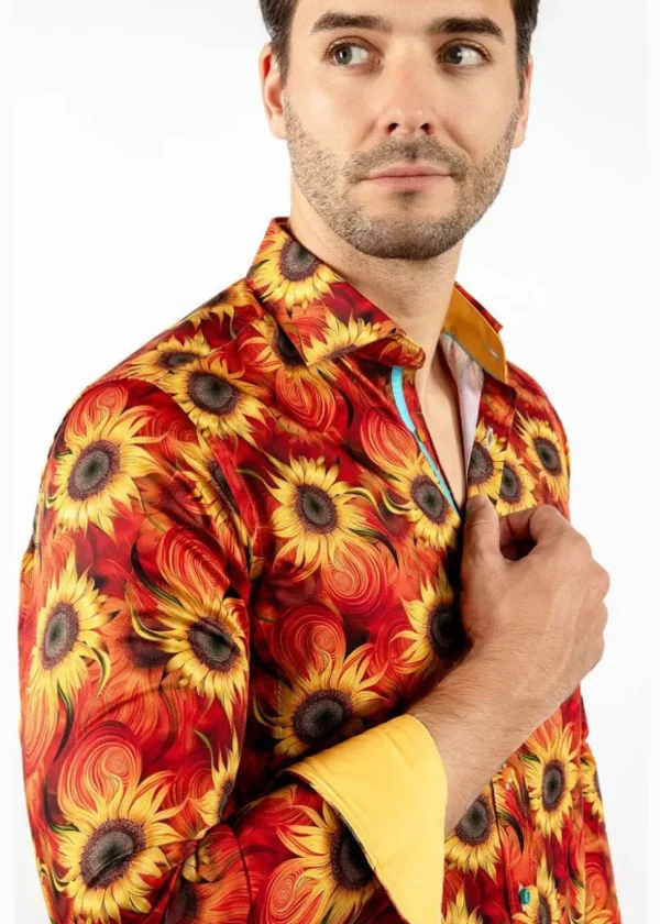 Claudio Lugli Mens Sunflower Shirt Orange