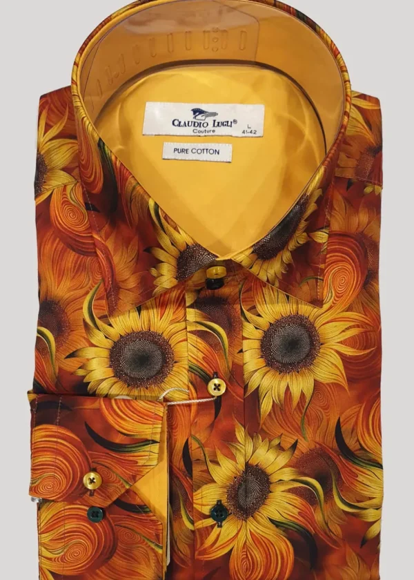 Claudio Lugli Mens Sunflower Shirt Orange