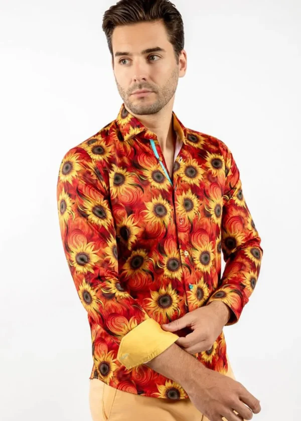 Claudio Lugli Mens Sunflower Shirt Orange