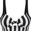 Collectif Beetle Stripe 60's Bikini Top Black White