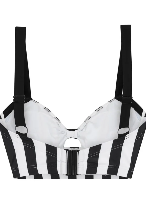 Collectif Beetle Stripe 60's Bikini Top Black White