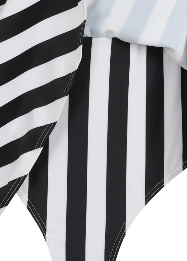 Collectif Beetle Stripe 60's Bikini Skirt with Pants Black White