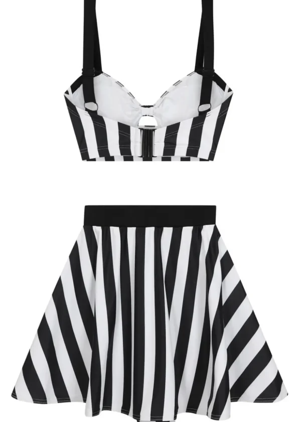 Collectif Beetle Stripe 60's Bikini Top Black White