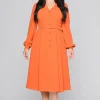 Collectif Caterina Flared 50's Swing Dress Dark Orange