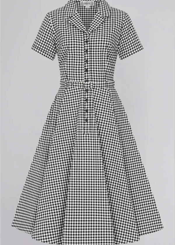 Collectif Caterina Gingham 50's Swing Dress Black White