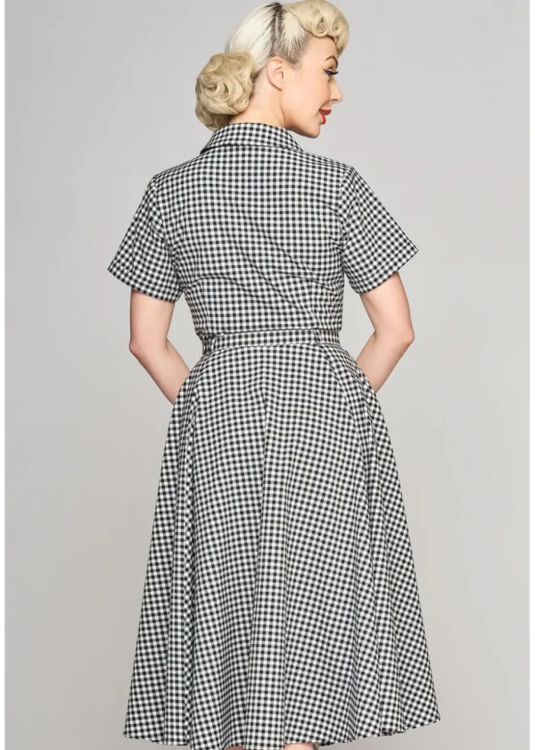 Collectif Caterina Gingham 50's Swing Dress Black White