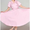 Collectif Caterina Pink Polka 50's Swing Skirt Pink