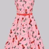 Collectif Caterina Postie The Cat 40's Swing Dress Pink