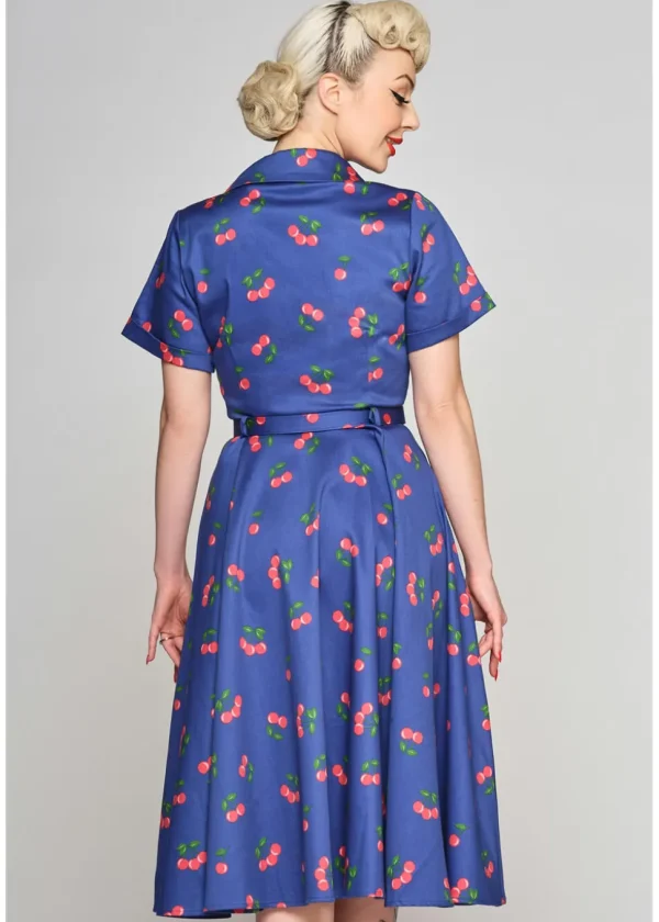 Collectif Caterina 50's Cherry Swing Dress Navy