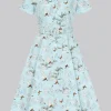 Collectif Caterina Snowy Rabbit 50's Swing Dress Blue