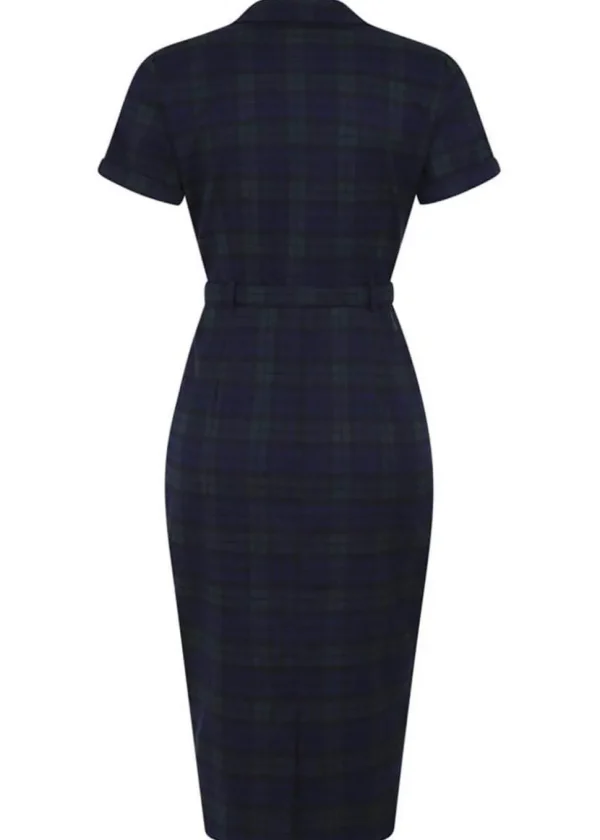 Collectif Caterina Blackwatch Check 40's Pencil Dress Multi