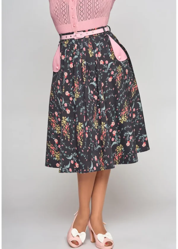 Collectif Dakota Hollyhocks Hooray 50's Swing Skirt Multi