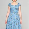 Collectif Dolores Butterfly Fields 50's Swing Dress Light Blue