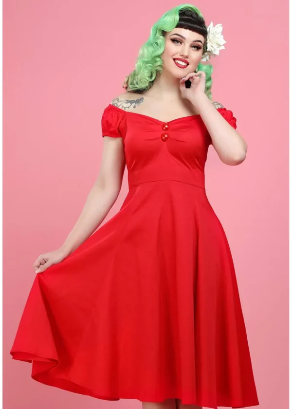 Collectif Dolores Classic 50's Swing Dress Red