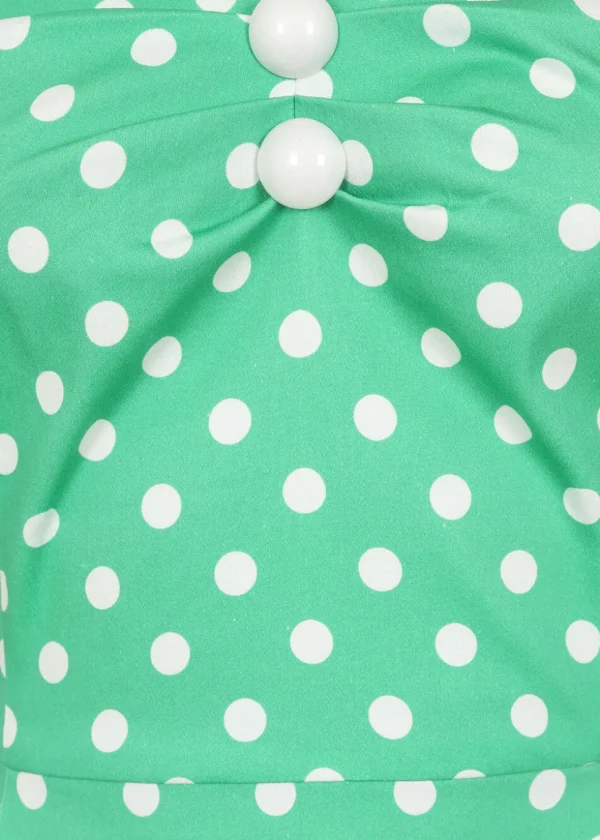 Collectif Dolores Classic Polka 50's Swing Dress Green White