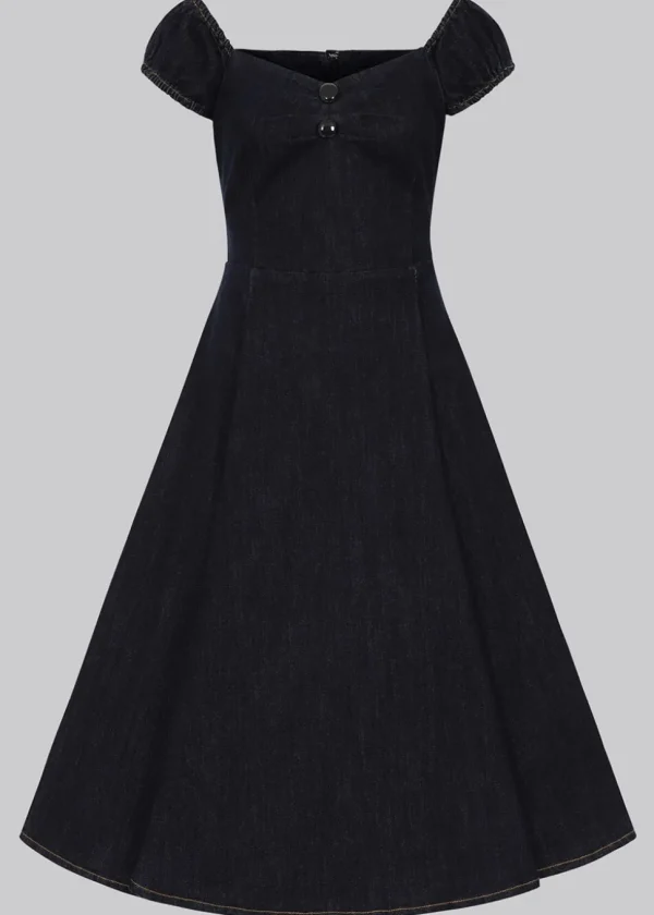 Collectif Dolores Denim 50's Swing Dress Navy