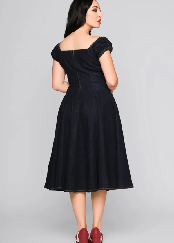Collectif Dolores Denim 50's Swing Dress Navy