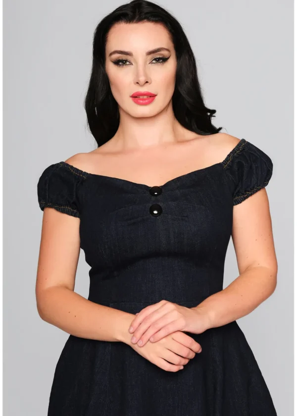 Collectif Dolores Denim 50's Swing Dress Navy