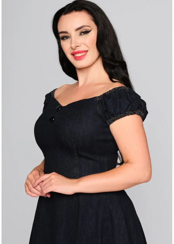 Collectif Dolores Denim 50's Swing Dress Navy