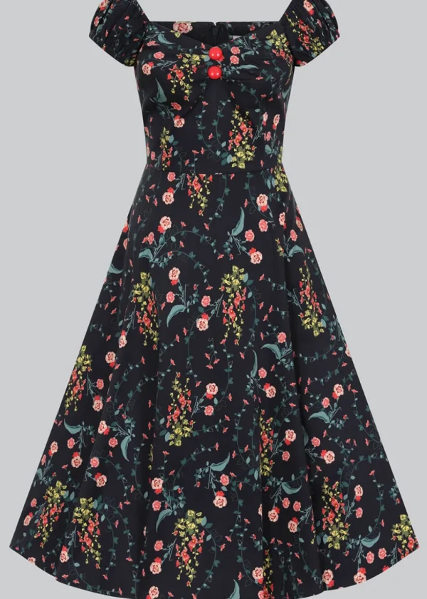 Collectif Dolores Hollyhocks Hooray 50's Swing Dress Multi