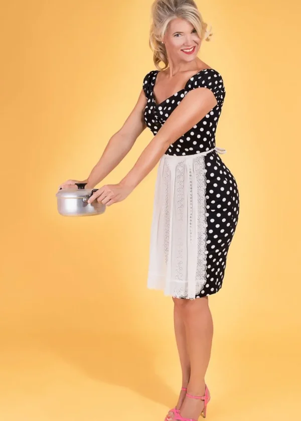 Collectif Dolores Polkadot 50's Pencil Dress Black