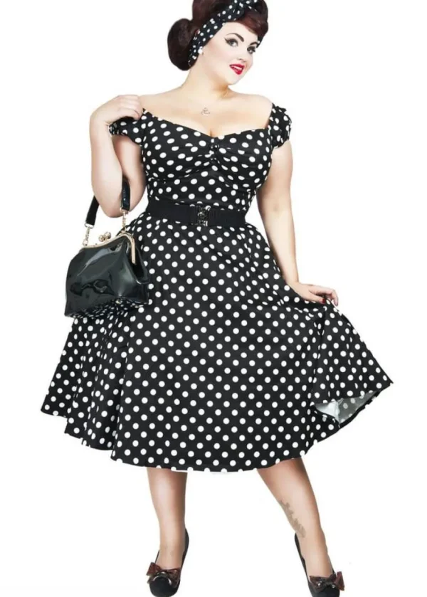 Collectif Dolores Polkadot Swing 50's Dress Black