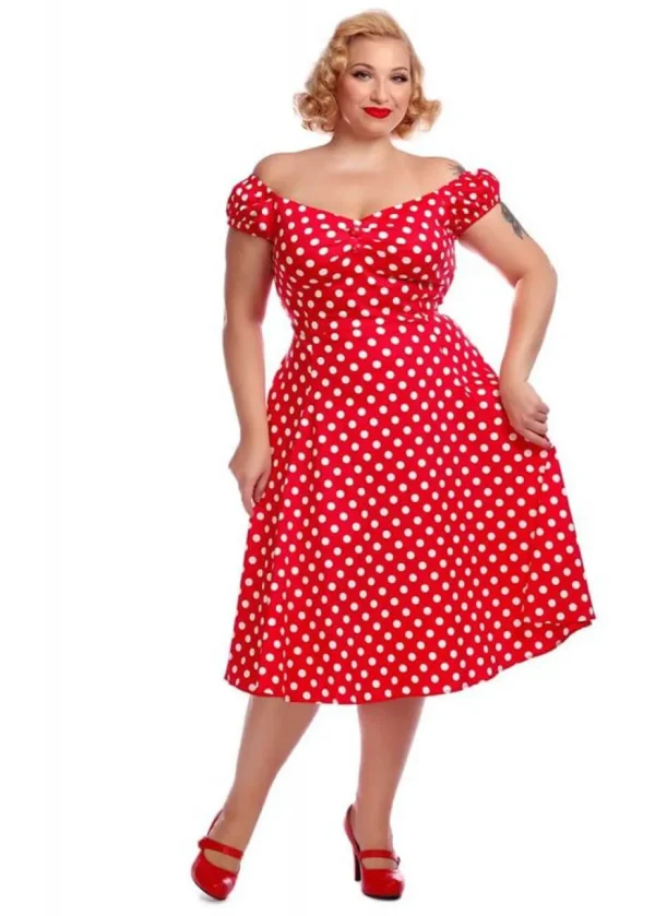 Collectif Dolores Polkadot 50's Swing Dress Red