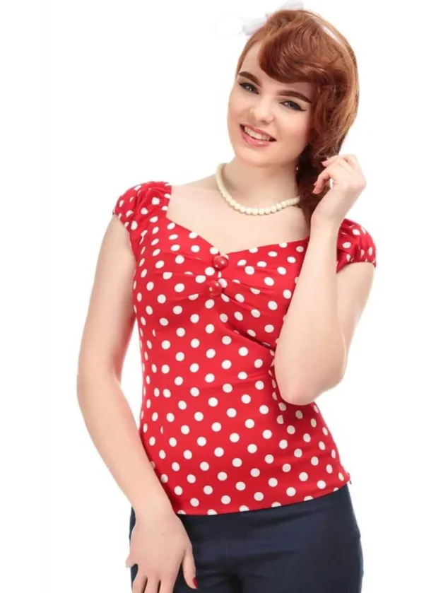 Collectif Dolores Polkadot 50's Top Red