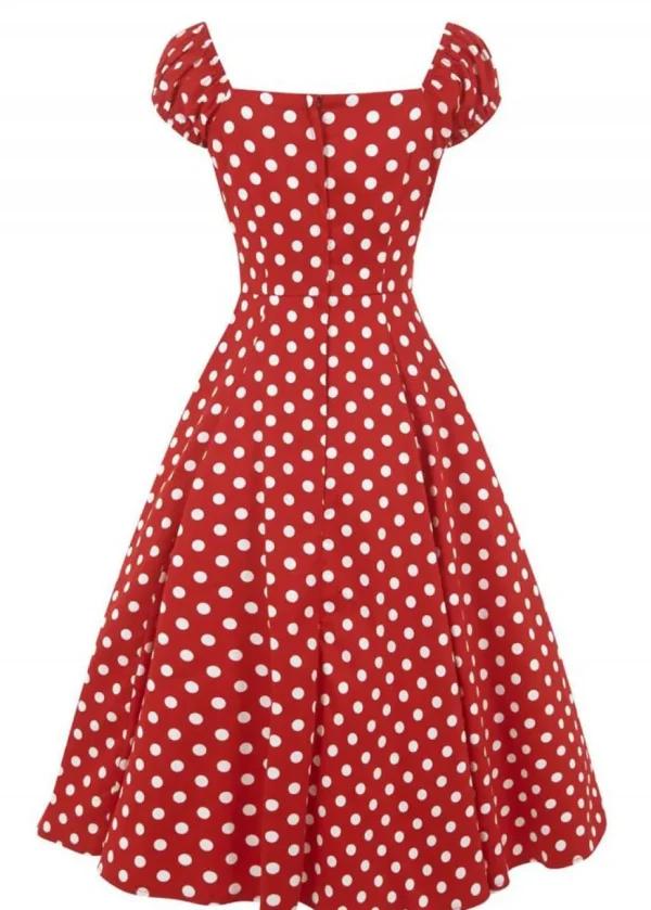 Collectif Dolores Polkadot 50's Swing Dress Red